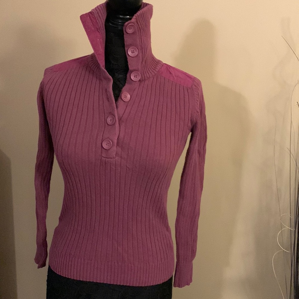 Calvin Klein purple long sleeve adjustable neck